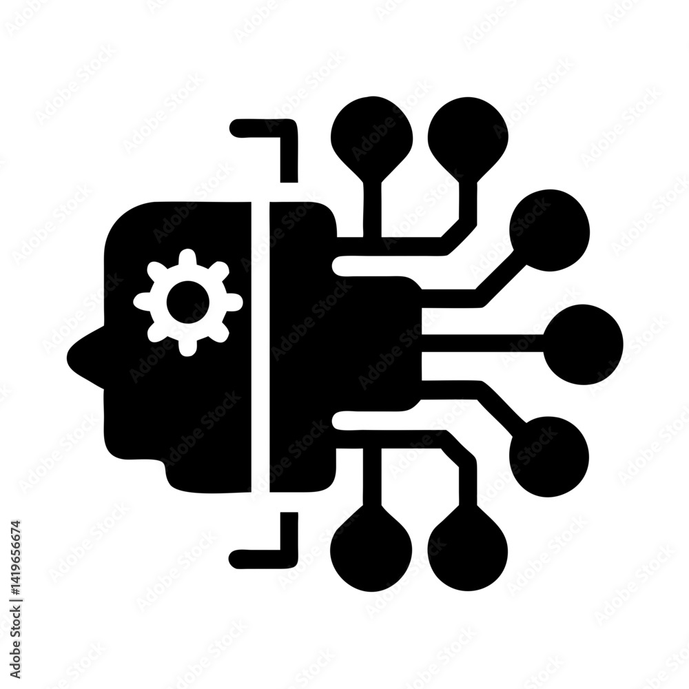 Poster artificial intelligence ai machine learning deep learning neural network head brain tech robot