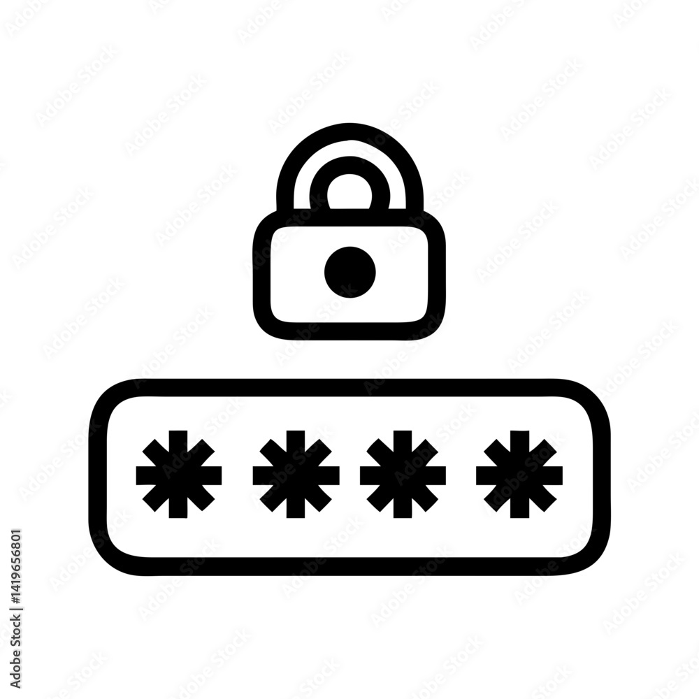 Poster unlock password security code access authentication protection safety privacy login key access secur