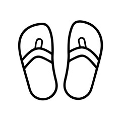 Outline drawing of summer flip flops footwear beach sandals thongs for coloring page and icon design