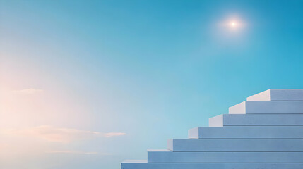 White Steps Leading Upward Against Sky