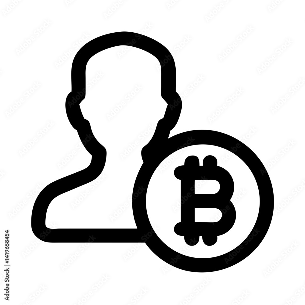 Poster bitcoin user profile icon cryptocurrency digital currency blockchain technology avatar person man