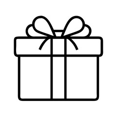 Gift box present with ribbon bow vector icon for birthday christmas and special occasions design