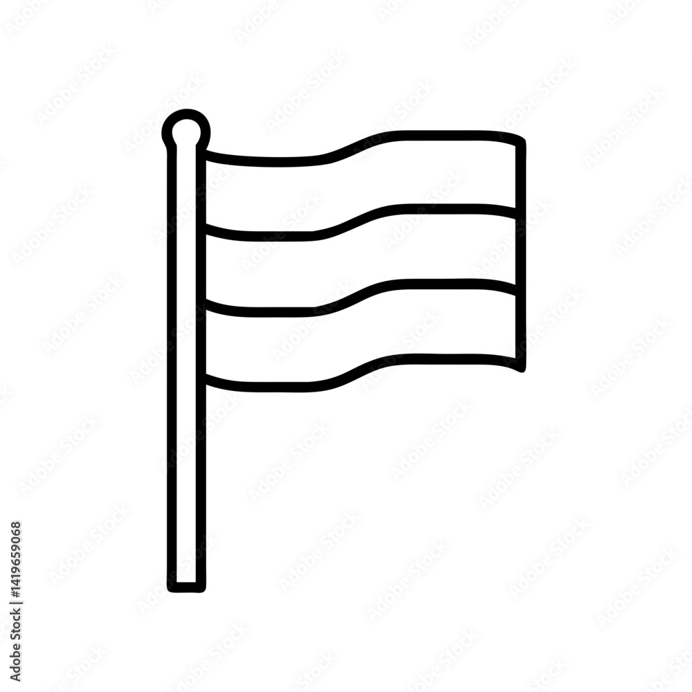 Poster vector outline illustration of a flag on a pole for web design and graphic resources element