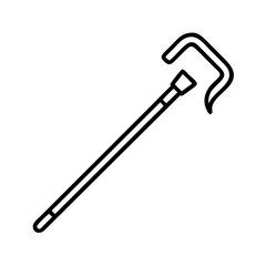 Outline drawing of a walking cane mobility aid stick for seniors and disabled people assistance equipment