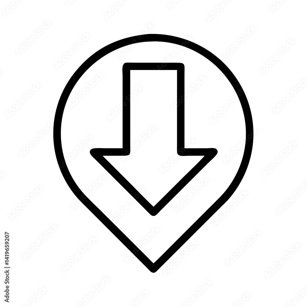 Poster download arrow icon vector graphic illustration symbol for ui ux design and web development use