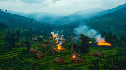 Fototapeta premium fire in the mountains