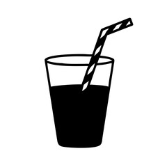 drinking straw in glass icon, drinking straw in glass silhouette vector illustration-simple silhouette illustration of drinking straw in glass, perfect for drinking straw in glass logos and icons