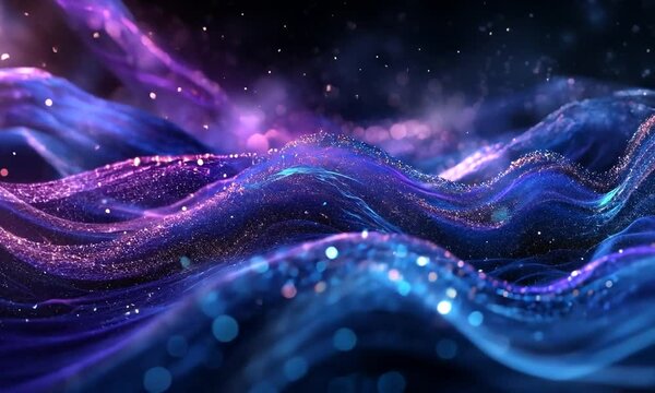 Vibrant abstract waves of light and color swirling in a cosmic space