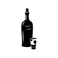 vodka bottle icon, vodka bottle silhouette vector illustration-simple silhouette illustration of vodka bottle, perfect for vodka bottle logos and icons