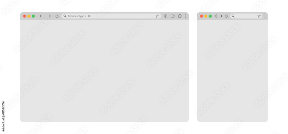 Leinwandbilder browser window website mockup template with frames for pc, laptop, tablet, and mobile. includes ligh
