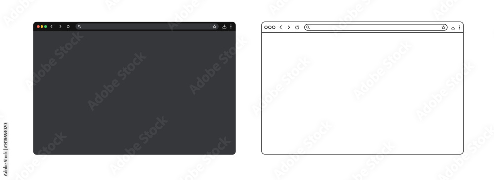 Fototapete browser window website mockup template with frames for pc, laptop, tablet, and mobile. includes ligh