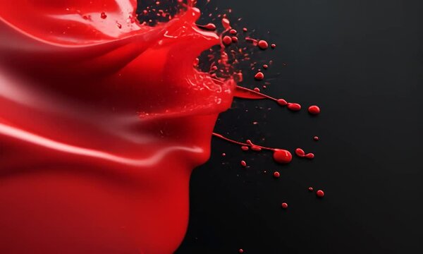 Vivid Red Paint Splashing Against a Dark Background, Capturing Motion