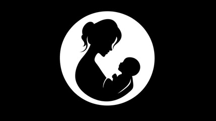 Fototapeta premium Mother and Baby Silhouette Icon