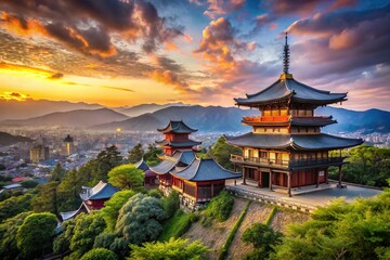 Fototapeta premium Kyoto Kiyomizu-dera Aerial View - Historic Japanese City