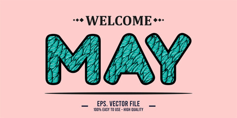 Welcome April Art typography design vector, retro vintage style.	