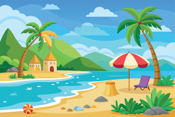 Obraz premium Palm Trees Beach Vector