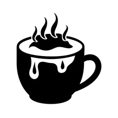 hot chocolate mug icon, hot chocolate mug silhouette vector illustration-simple silhouette illustration of hot chocolate mug, perfect for hot chocolate mug logos and icons