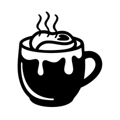 hot chocolate mug icon, hot chocolate mug silhouette vector illustration-simple silhouette illustration of hot chocolate mug, perfect for hot chocolate mug logos and icons
