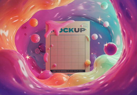 Page Poster Inside Colorful Slime Mockup
