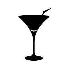 cocktail glass icon, cocktail glass silhouette vector illustration-simple silhouette illustration of cocktail glass, perfect for cocktail glass logos and icons