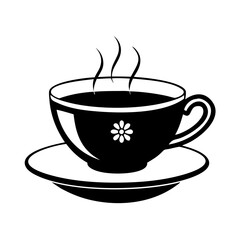 tea cup with saucer icon, tea cup with saucer silhouette vector illustration-simple silhouette illustration of tea cup with saucer, perfect for tea cup with saucer logos and icons