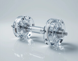 Obraz premium Transparent Crystal Barbell – Symbol of Strength & Beauty