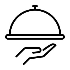 food tray outline icon. restaurant black line illustration.