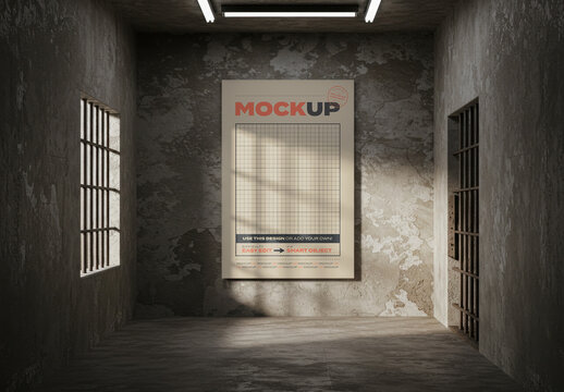 Poster Mockup inside Jail