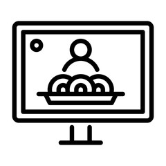 mukbang video outline icon. content creator black line illustration.