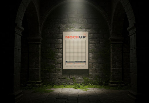 Poster Mockup on Dark Dungeon