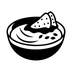 hummus with pita bread icon, hummus with pita bread silhouette vector illustration-simple silhouette illustration of hummus with pita bread, perfect for hummus with pita bread logos and icons