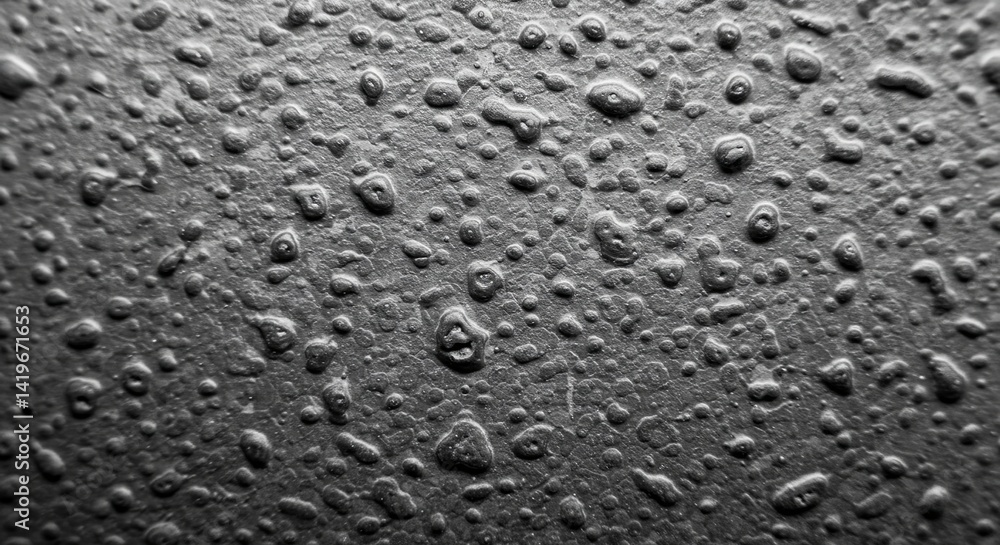 Poster a close up of a wet surface with many small droplets of water