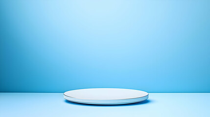White Round Platform Against Light Blue Background