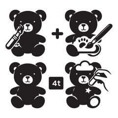 Cute Cartoon Teddy Bear with Number 4 and Magic Wand for Kids Birthday or Preschool Design	
