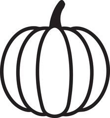 Pumpkin Outline Silhouette with Leaf | Fall & Halloween EPS Vector,llustration on white background