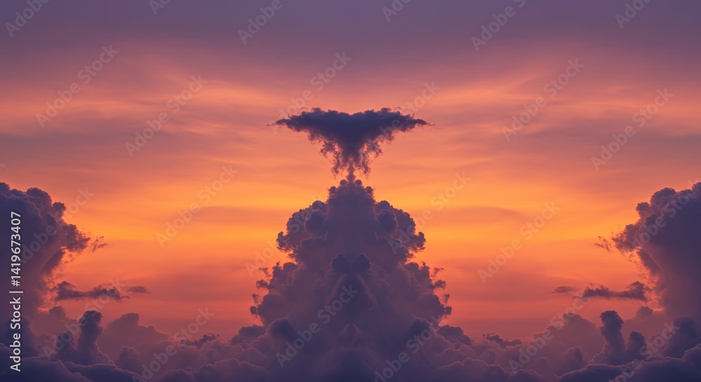 Poster the sky is filled with clouds and the sun is setting