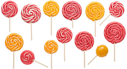A vibrant assortment of colorful lollipops arranged artistically, showcasing a playful candy theme perfect for celebrations