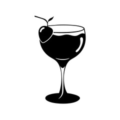 cocktail glass icon, cocktail glass silhouette vector illustration-simple silhouette illustration of cocktail glass, perfect for cocktail glass logos and icons