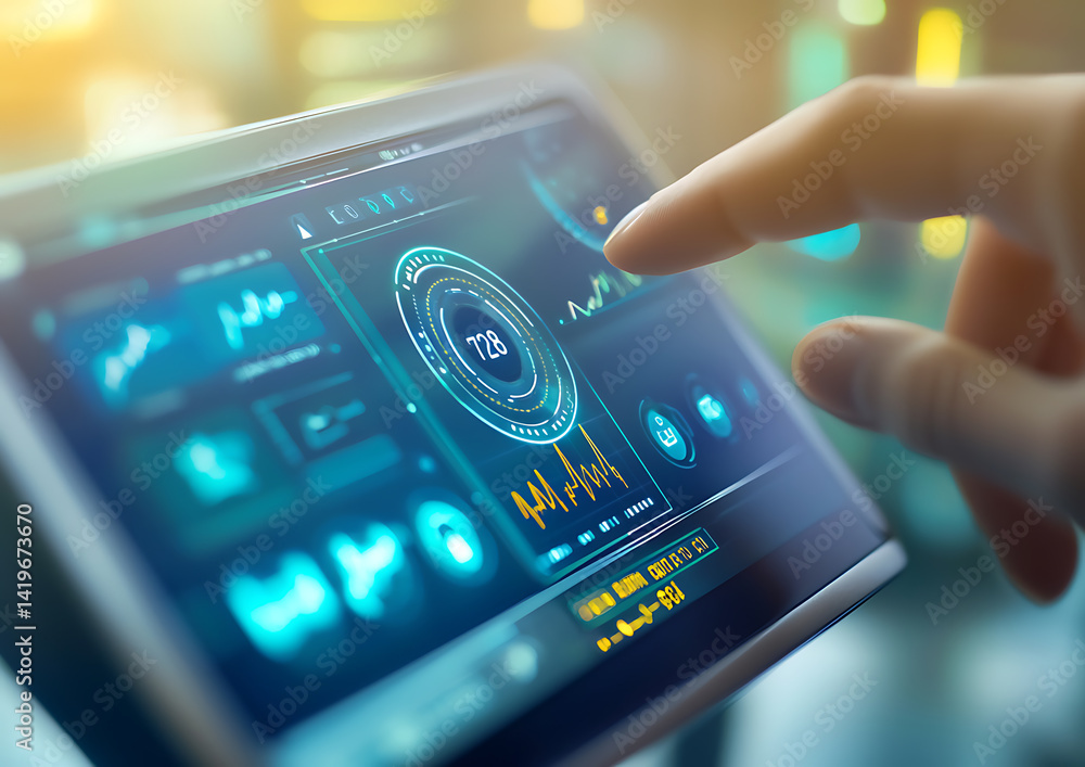 Aufkleber analyzing data trends using touchscreen technology in modern business environments