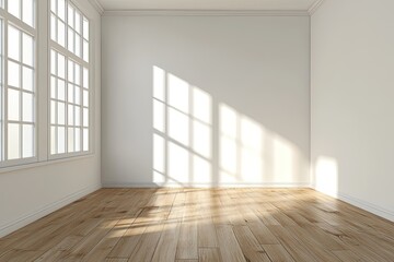 Empty room bathed in sunlight