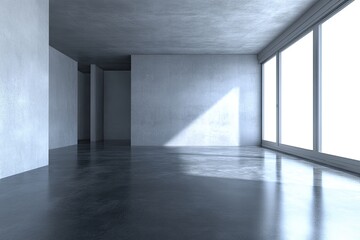 Fototapeta premium Empty modern room with large windows