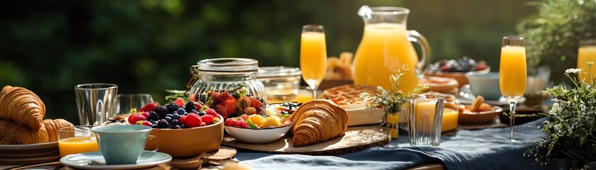 Delicious outdoor brunch with assorted pastries.
