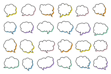 Fototapeta premium Set of Hand Drawn Speech Bubble Outlines – Comic Style Blank Chat Balloons Collection