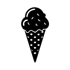 ice cream cone icon, ice cream cone silhouette vector illustration-simple silhouette illustration of ice cream cone, perfect for ice cream cone logos and icons
