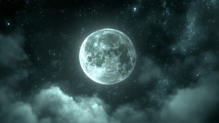 Fototapeta premium Glowing Pixelated Moon in Night Sky
