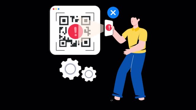 Barcode Error Motion Graphic Rendering with Transparent Alpha Channel and 4K Resolution