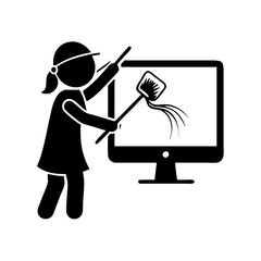 screen cleaner icon, screen cleaner silhouette vector illustration-simple silhouette illustration of screen cleaner, perfect for screen cleaner logos and icons