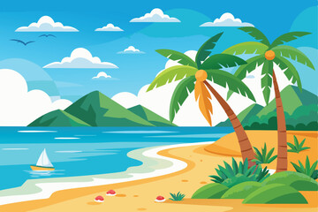 Obraz premium Sunset Beach Vector Design