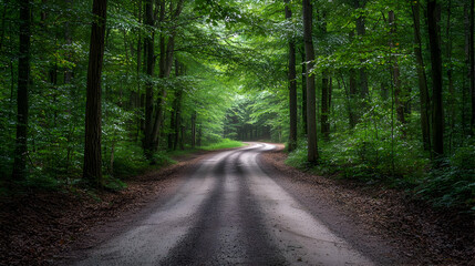 Fototapeta premium Forest Path Under Canopy Of Lush Green Trees