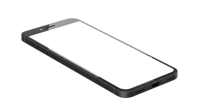 A close up shot of a black smartphone on a black background with a sleek and modern design style